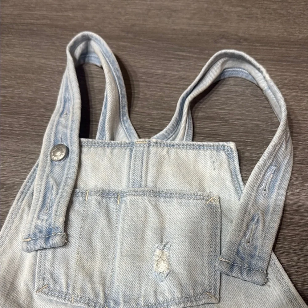 Old Navy Blue Denim Overalls Distressed Casual